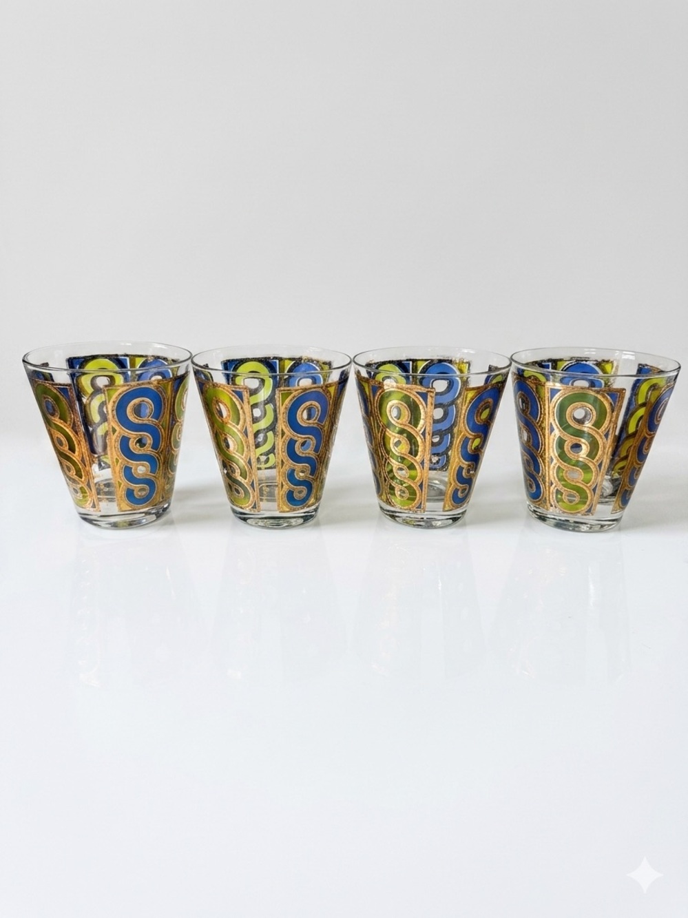 Vintage Signed Georges Briard Mid-Century Modern Rocks Glasses Set of 4